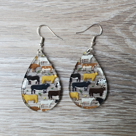 Cow Teardrop Earring