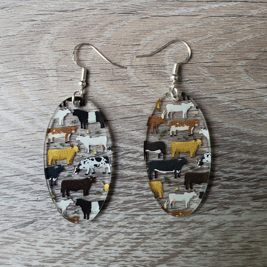 Cow Oval Earring