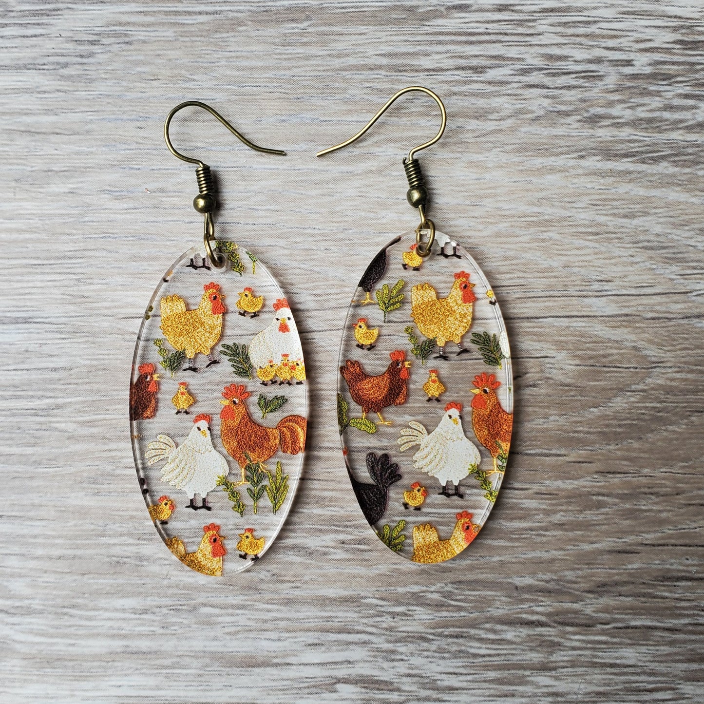 Chicken Oval Earrings