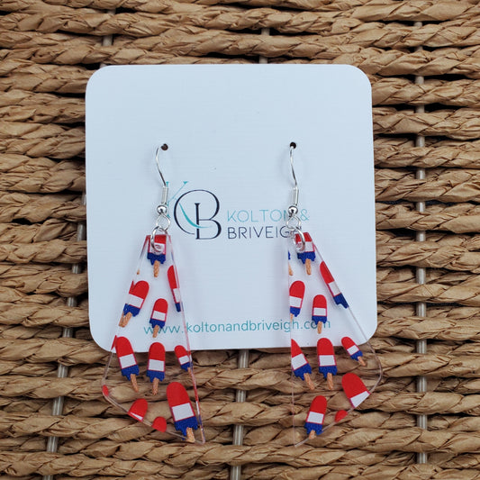 Patriotic Popsicles Elongated Triangle Earrings