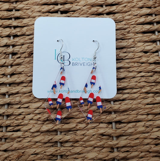 Patriotic Popsicle Kite Earrings