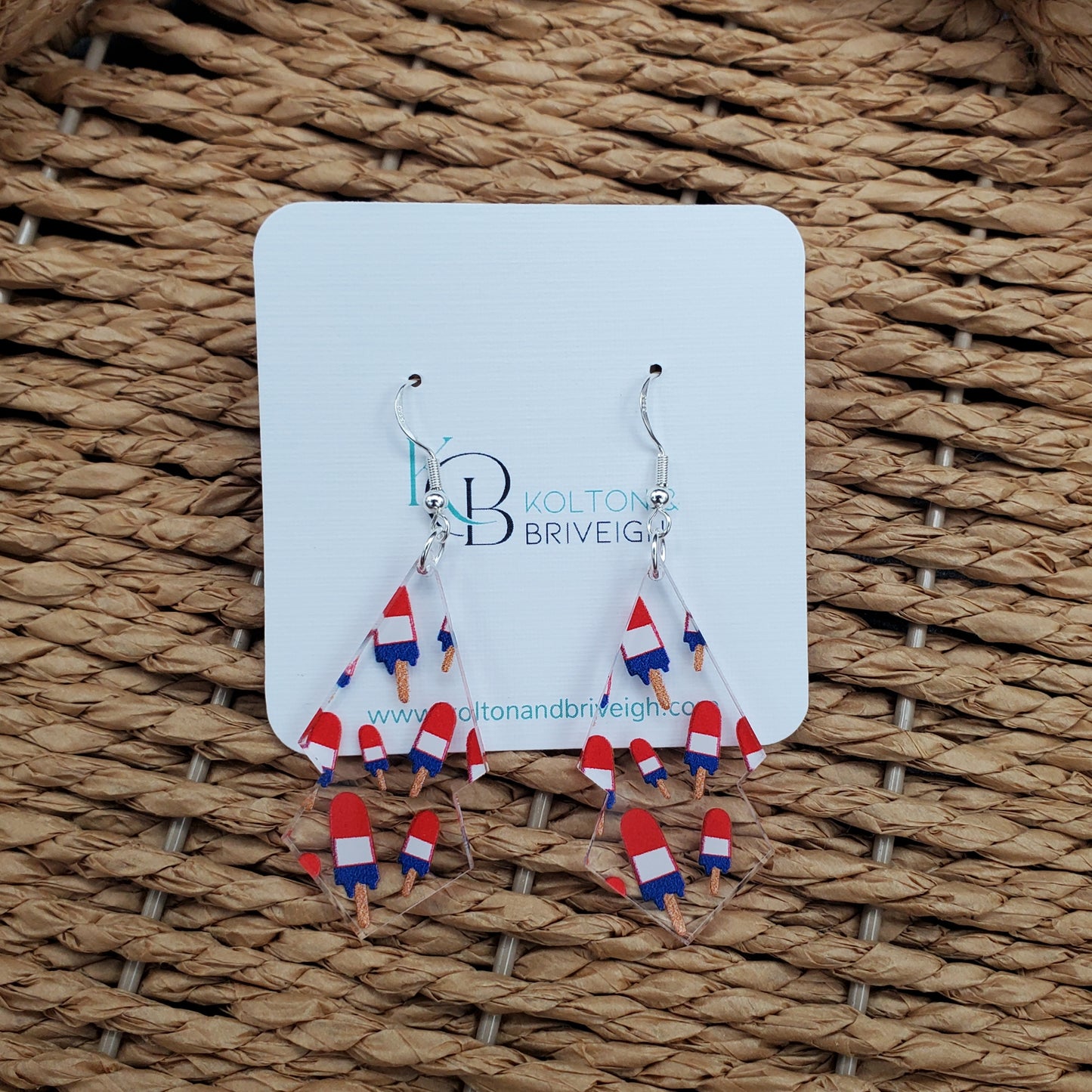Patriotic Popsicle Elongated Double Kite Earrings