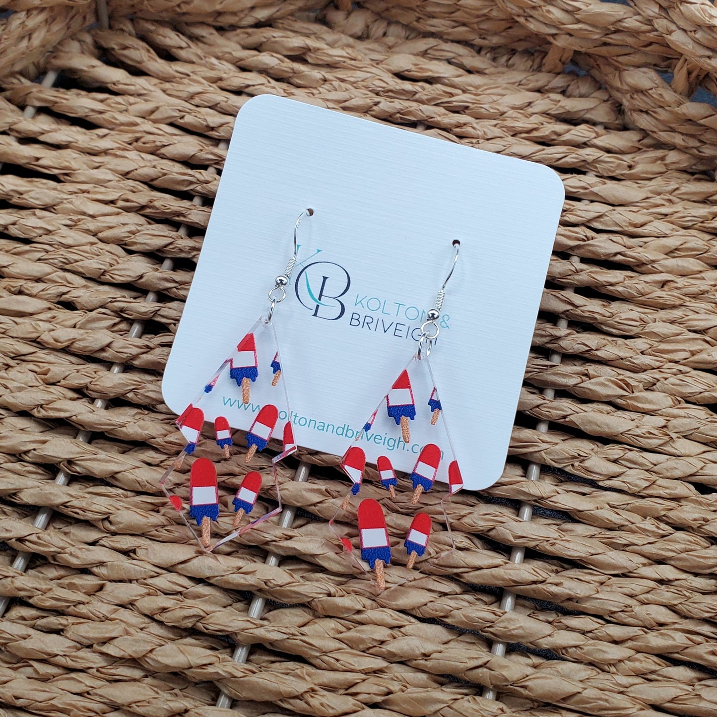 Patriotic Popsicle Elongated Double Kite Earrings