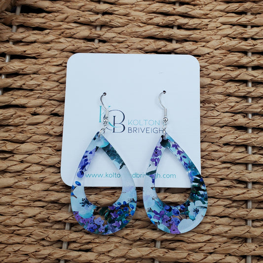 Purple Floral Teardrop Earrings