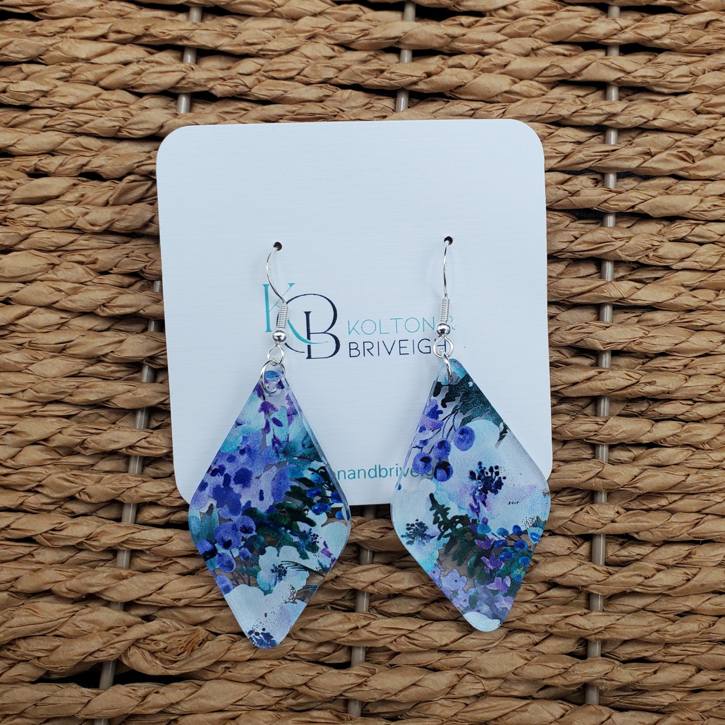 Purple Floral Rounded Diamond Earrings
