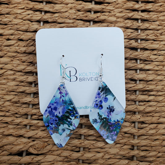 Purple Floral Rounded Diamond Earrings