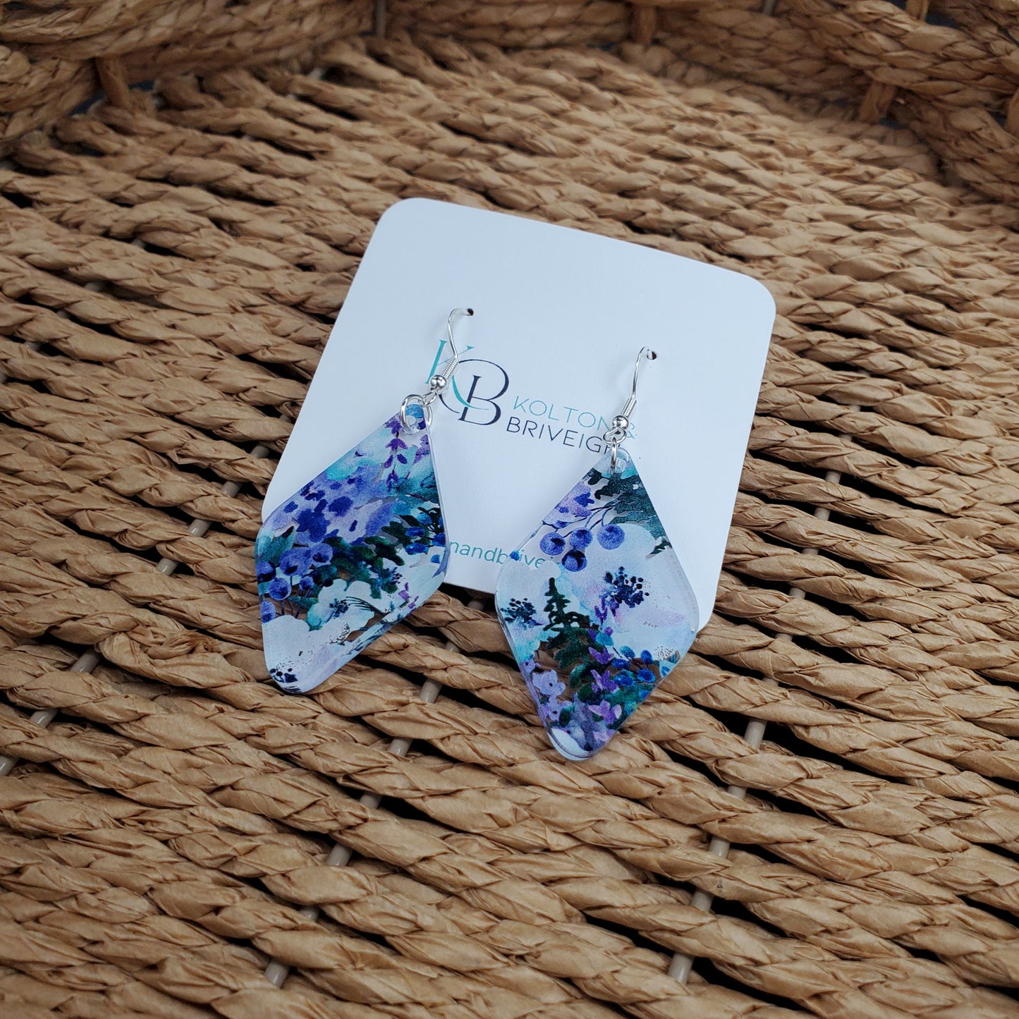 Purple Floral Rounded Diamond Earrings