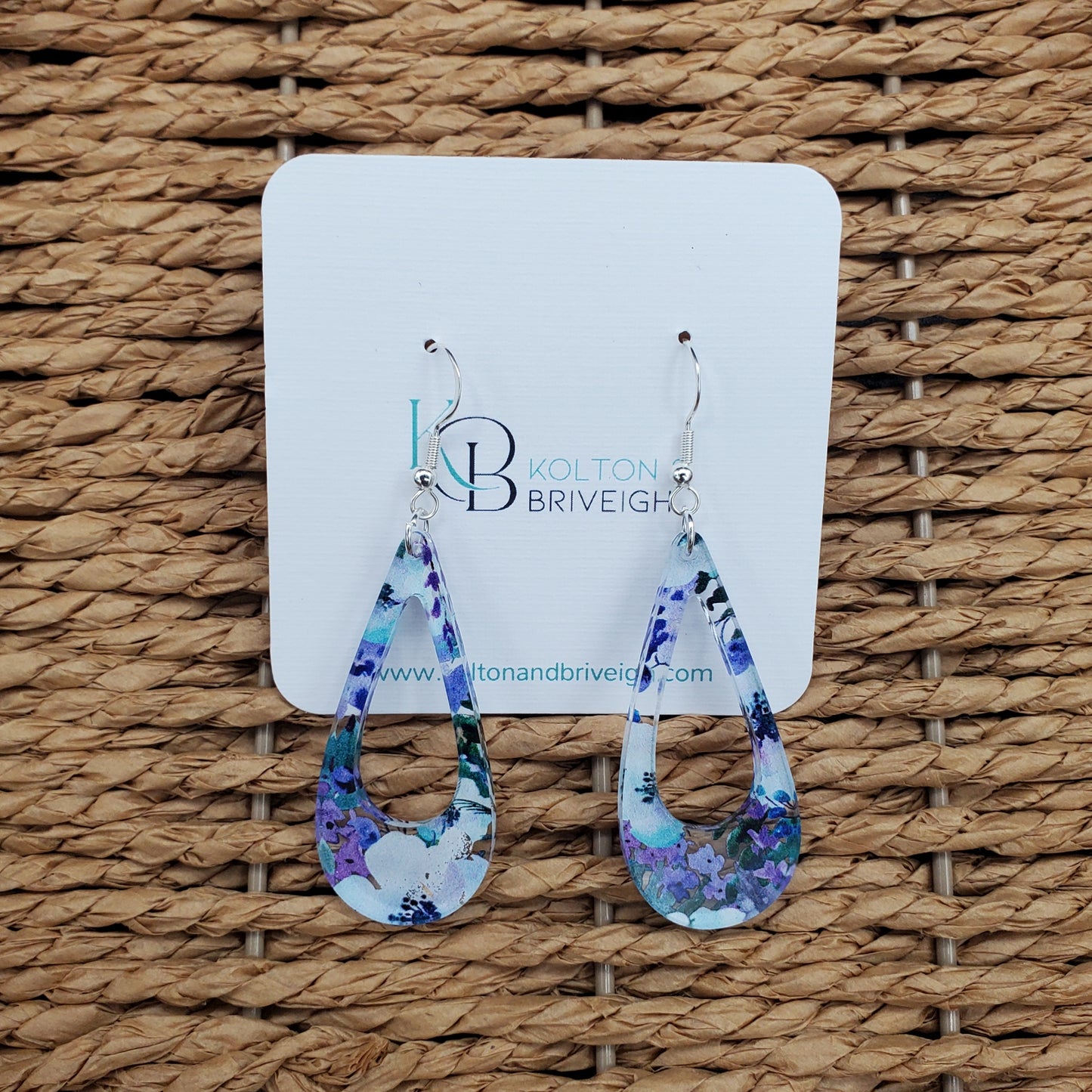 Purple Floral Long Teardrop Earrings