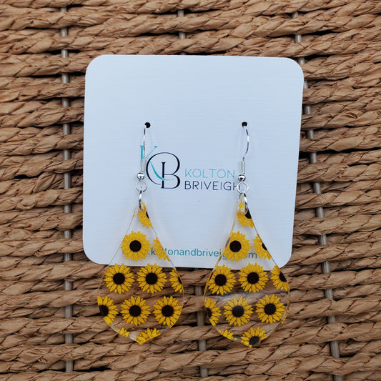 Sunflower Pointed Pear Earrings