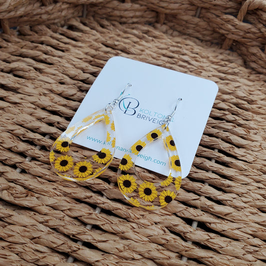 Sunflower Teardrop Earrings