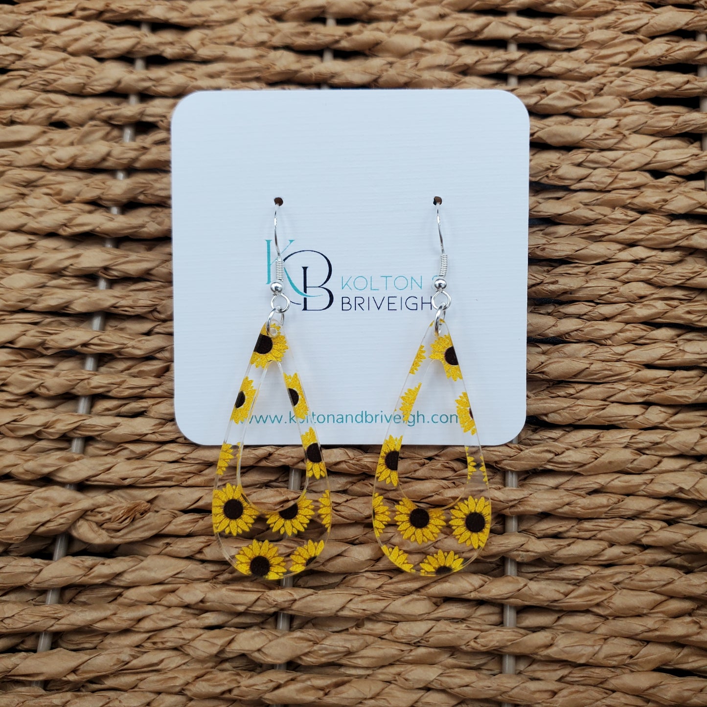Sunflower Long Teardrop Earrings