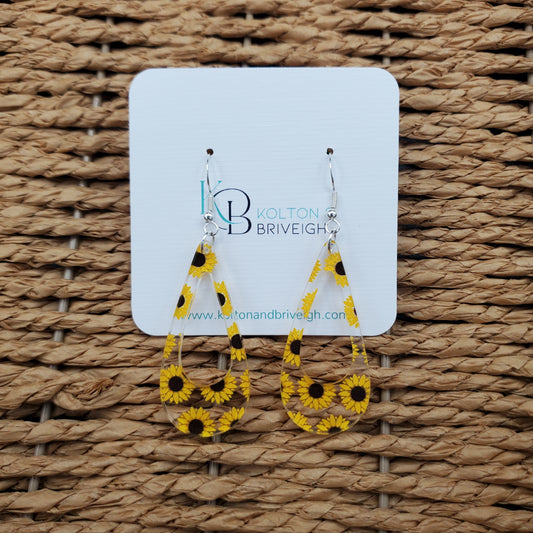 Sunflower Long Teardrop Earrings