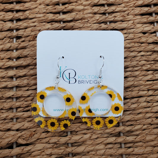 Sunflower Boho Hoop Earrings