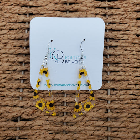 Sunflower Elongated Triangle Earrings