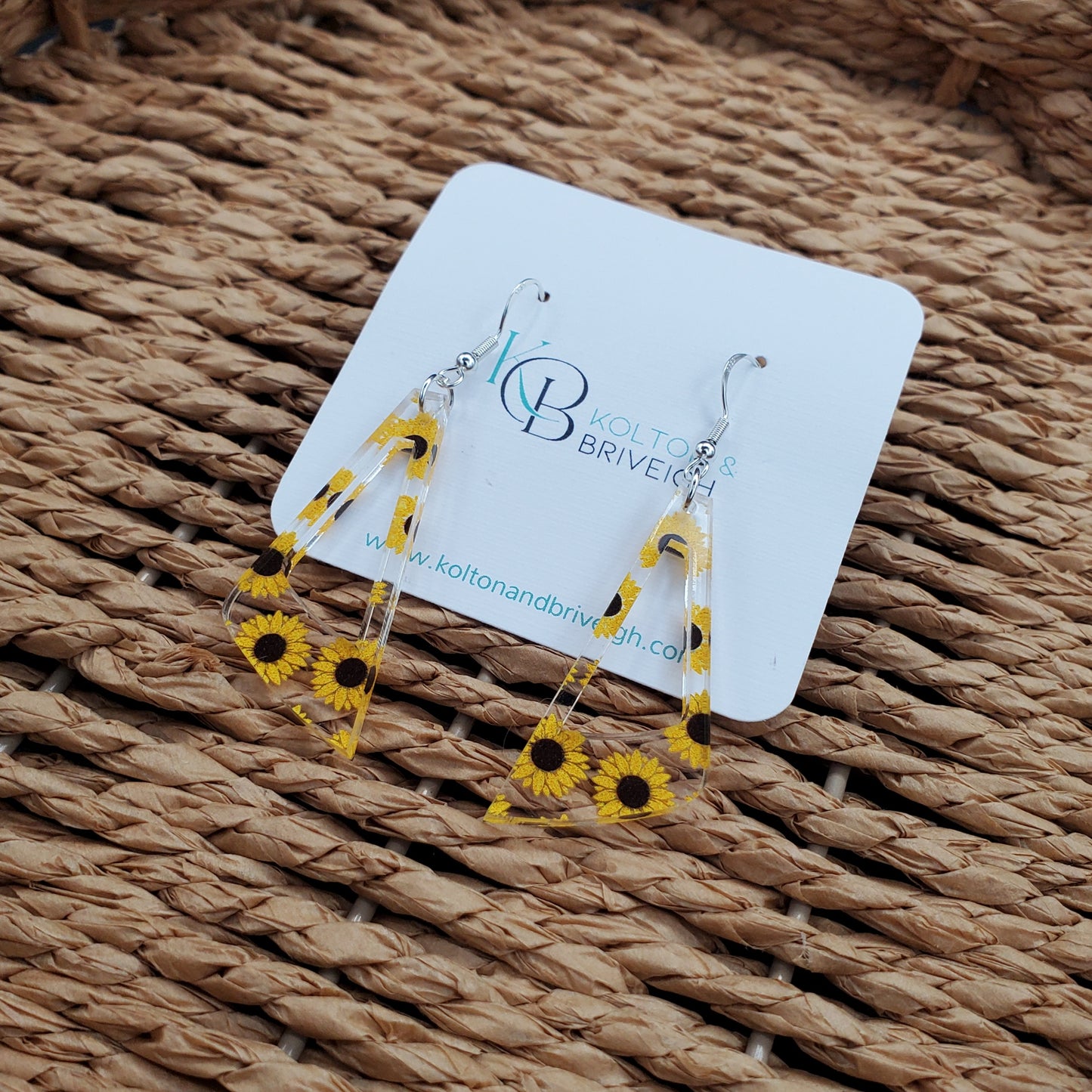 Sunflower Elongated Triangle Earrings