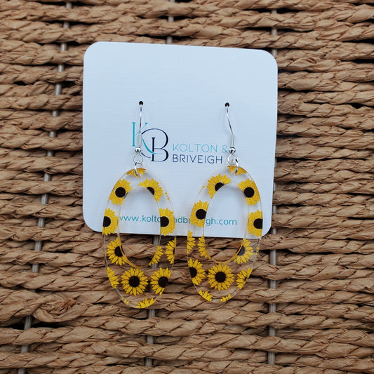 Sunflower Oval Earring