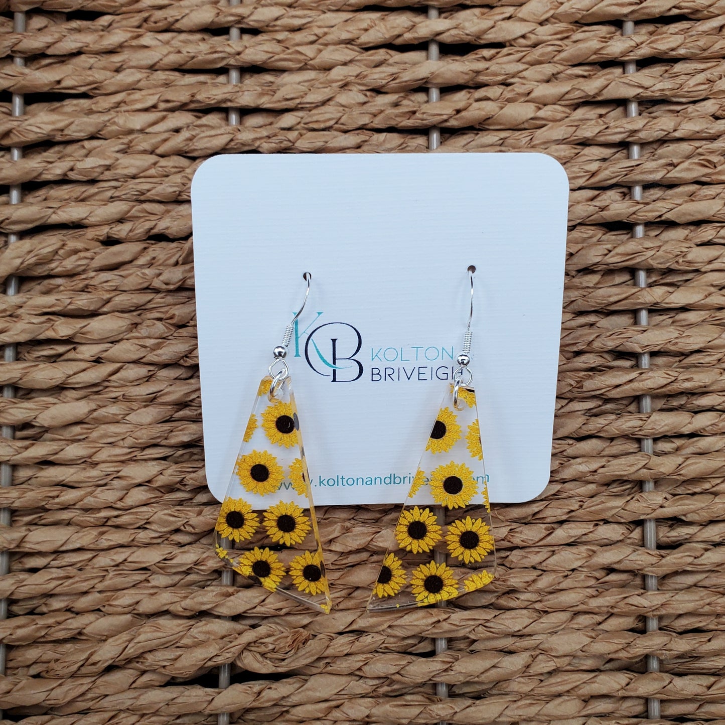 Sunflower Long Triangle Earrings