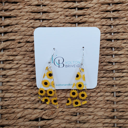 Sunflower Long Triangle Earrings