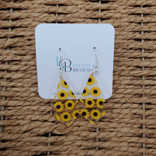 Sunflower Long Double Kite Earrings