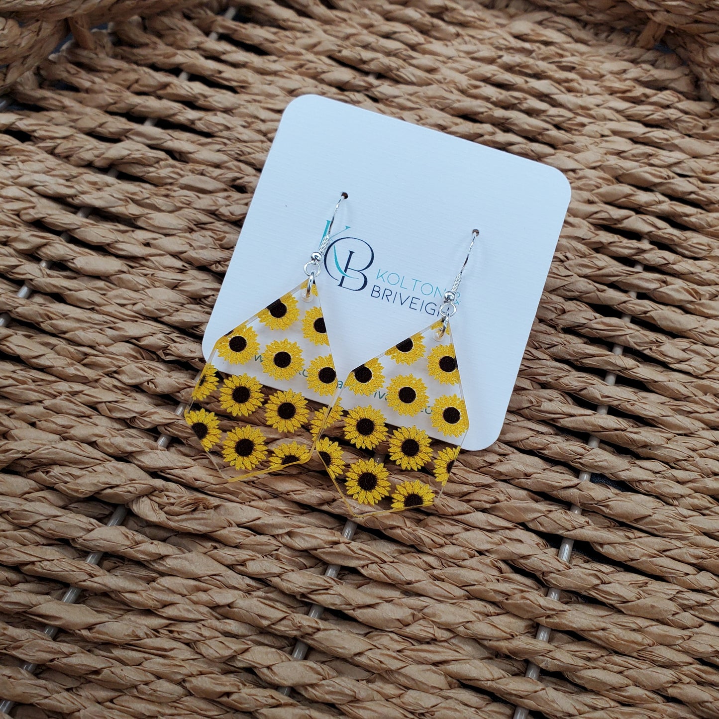 Sunflower Elongated Hexagon Earrings