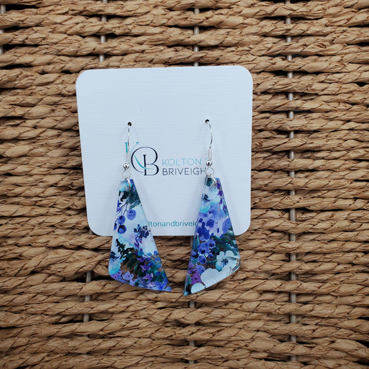 Purple Floral Long Triangle Earrings