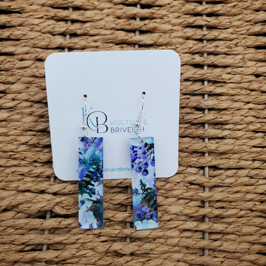 Purple Floral Bar Earrings