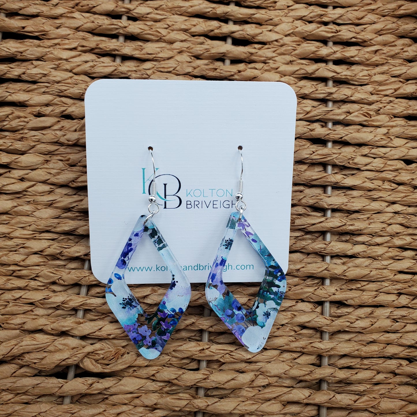 Purple Floral Rounded Diamond Earrings