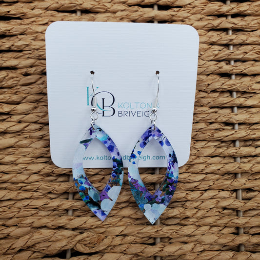 Purple Floral Marquis Earrings