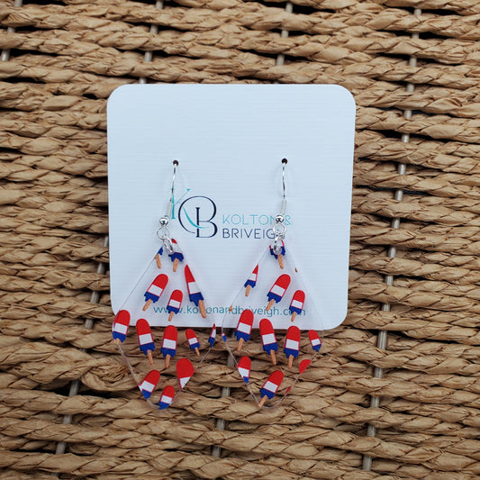 Patriotic Popsicles Rounded Diamond Earrings