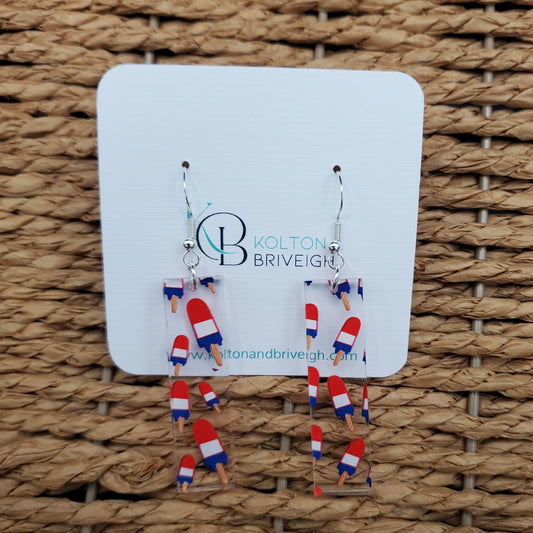 Patriotic Popsicles Bar Earrings