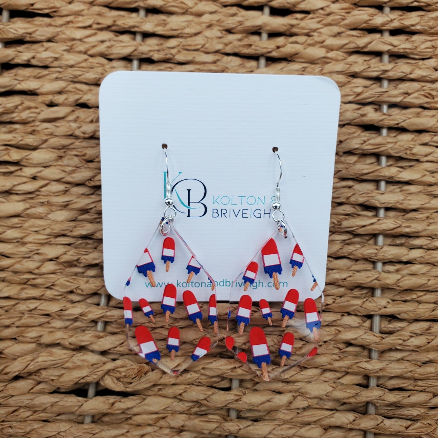 Patriotic Popsicles Elongated Hexagon Earrings
