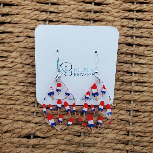 Patriotic Popsicles Elongated Hexagon Earrings