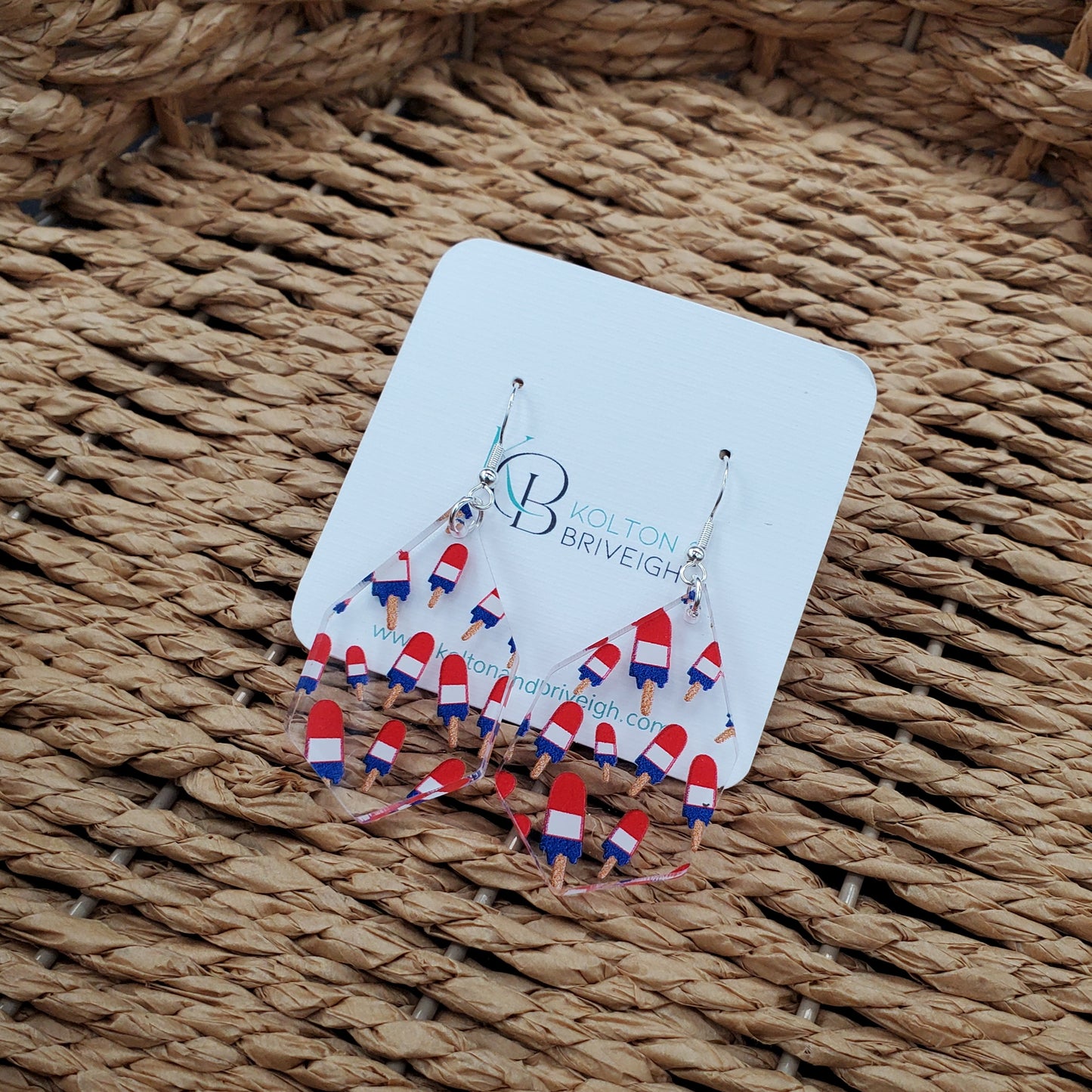 Patriotic Popsicles Elongated Hexagon Earrings