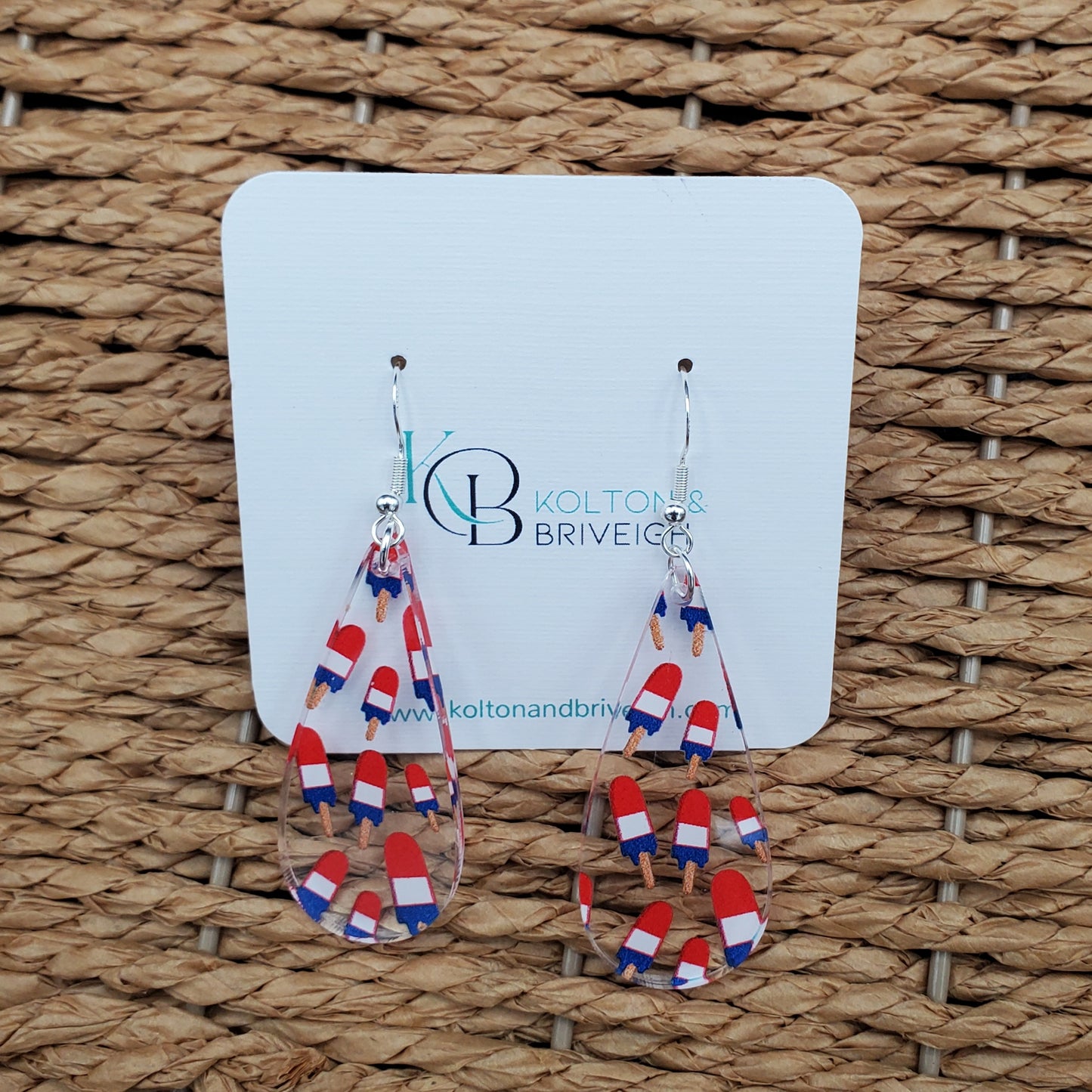 Patriotic Popsicle Long Teardrop Earrings