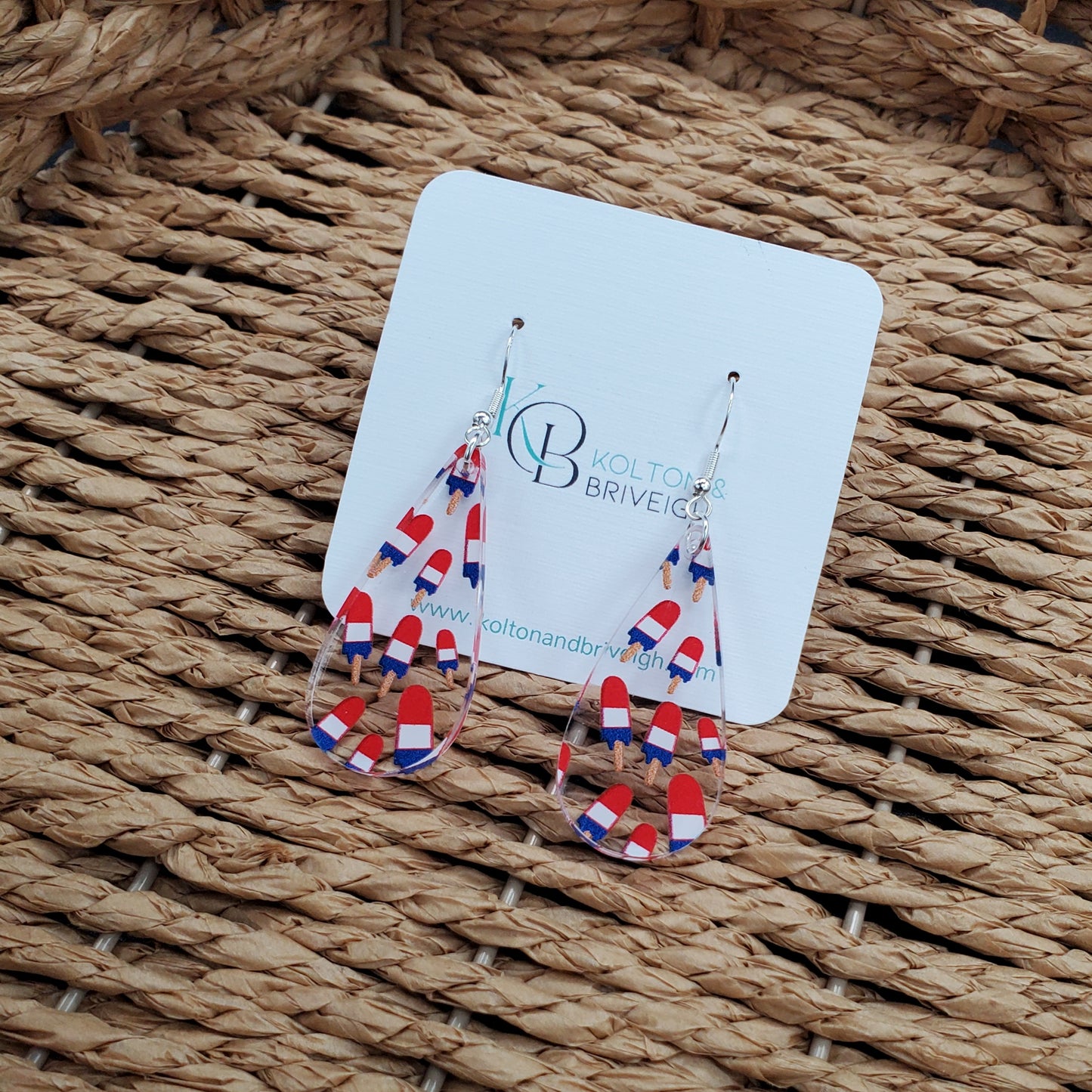 Patriotic Popsicle Long Teardrop Earrings