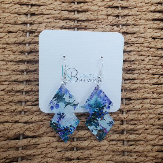 Purple Floral Double Kite Earrings