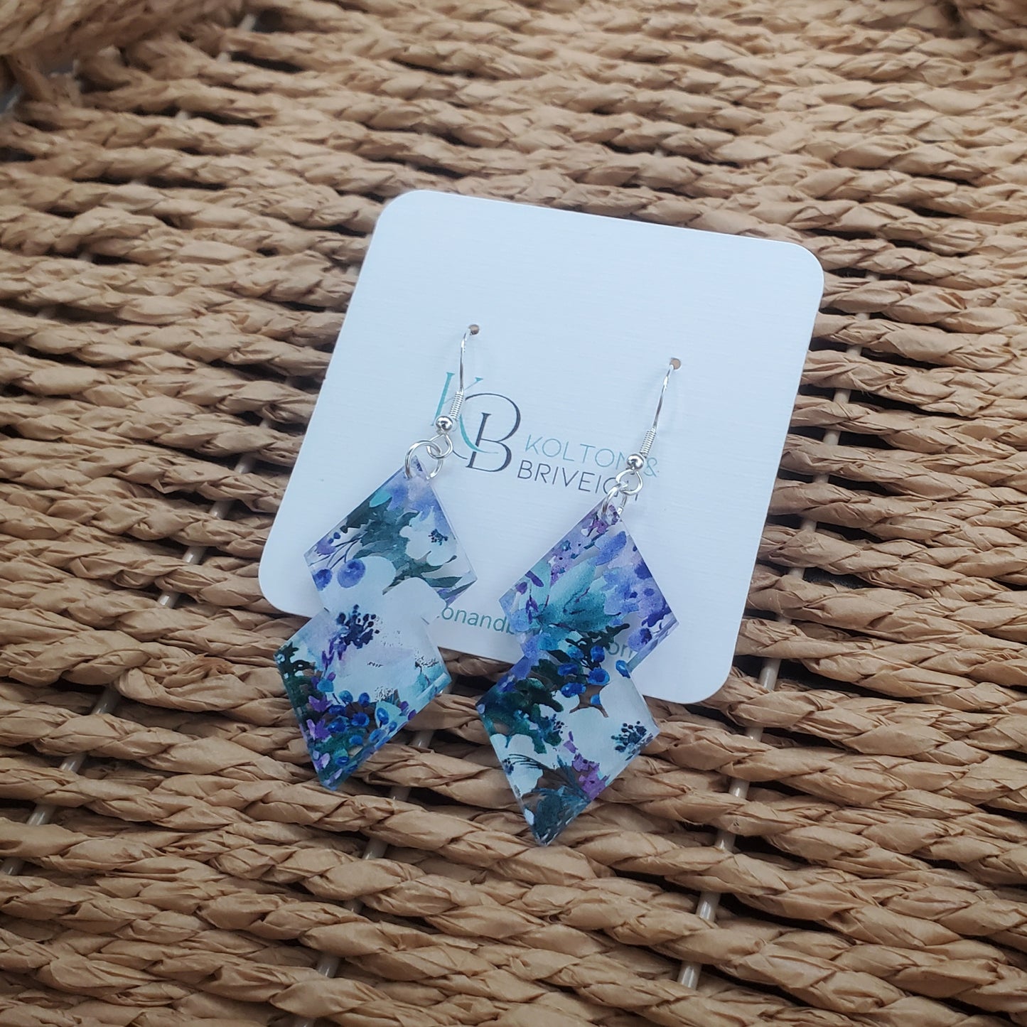 Purple Floral Double Kite Earrings