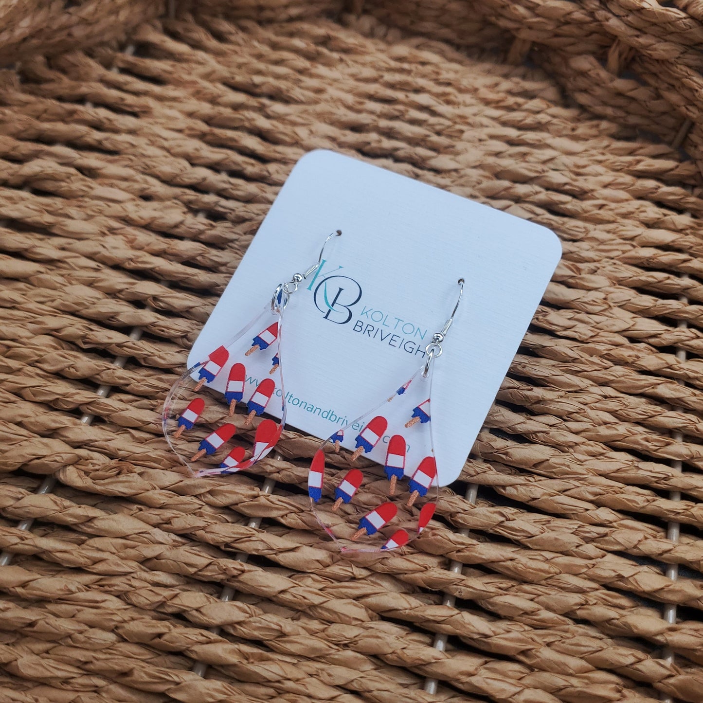 Patriotic Popsicle Pointed Pear Earrings