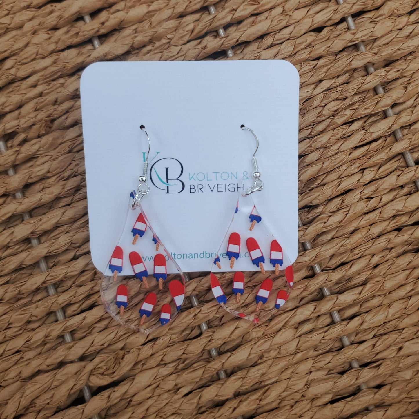 Patriotic Popsicle Pointed Pear Earrings
