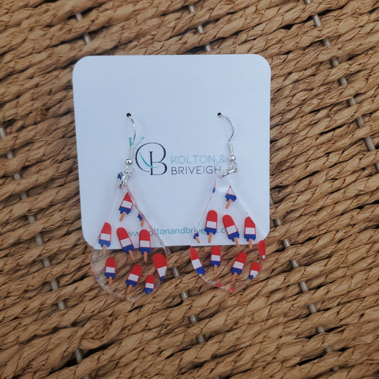 Patriotic Popsicle Pointed Pear Earrings