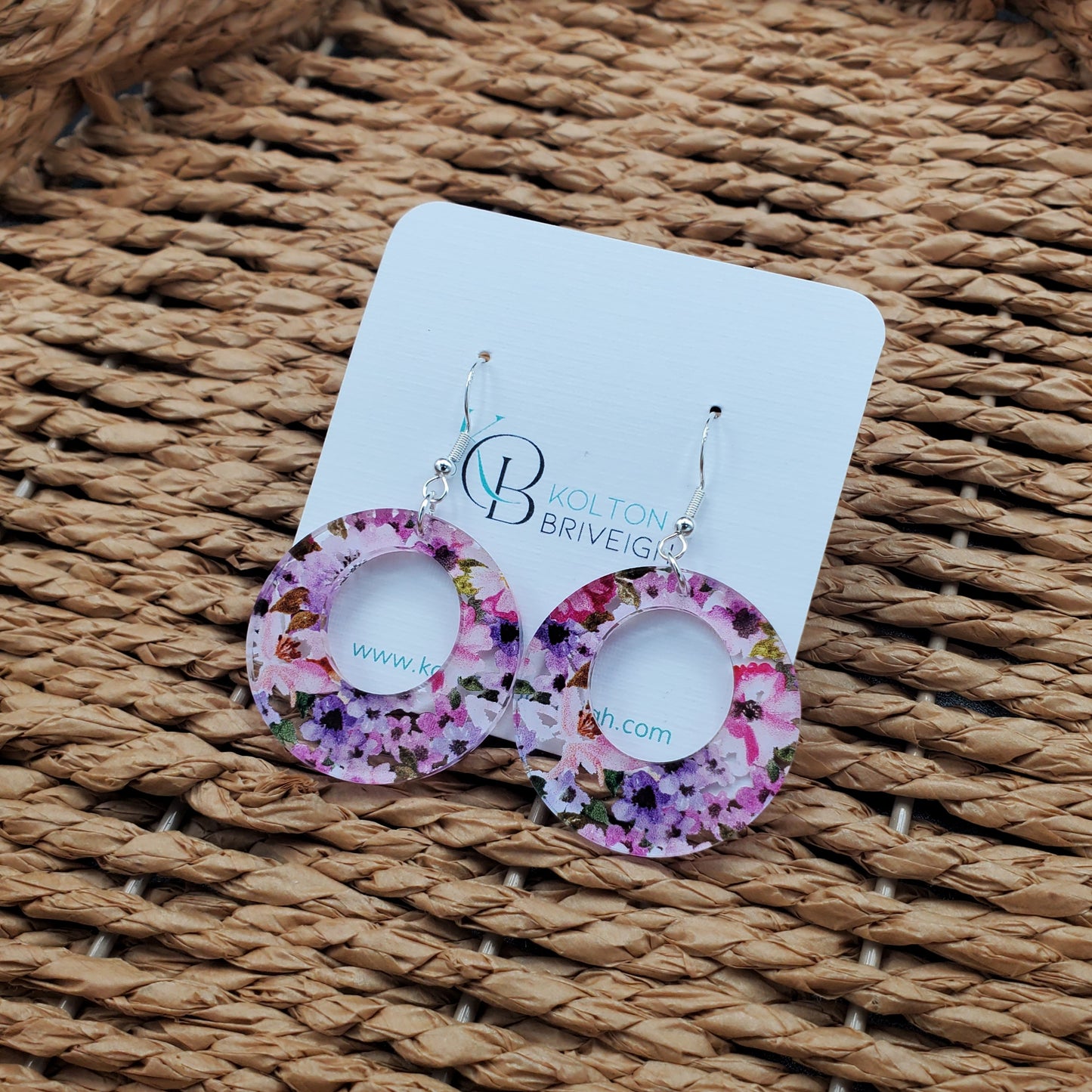 Pink and Purple Floral Boho Hoop Earrings