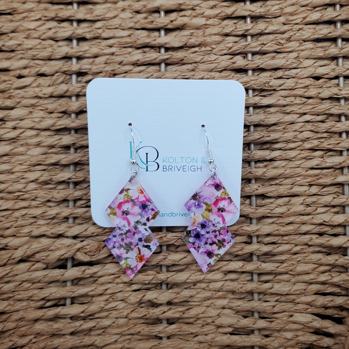 Pink and Purple Floral Double Kite Earrings