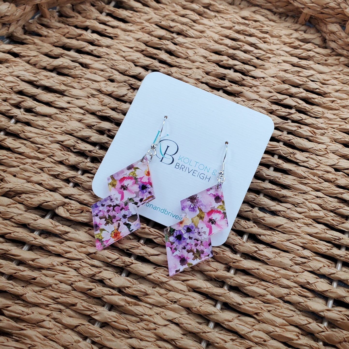 Pink and Purple Floral Double Kite Earrings