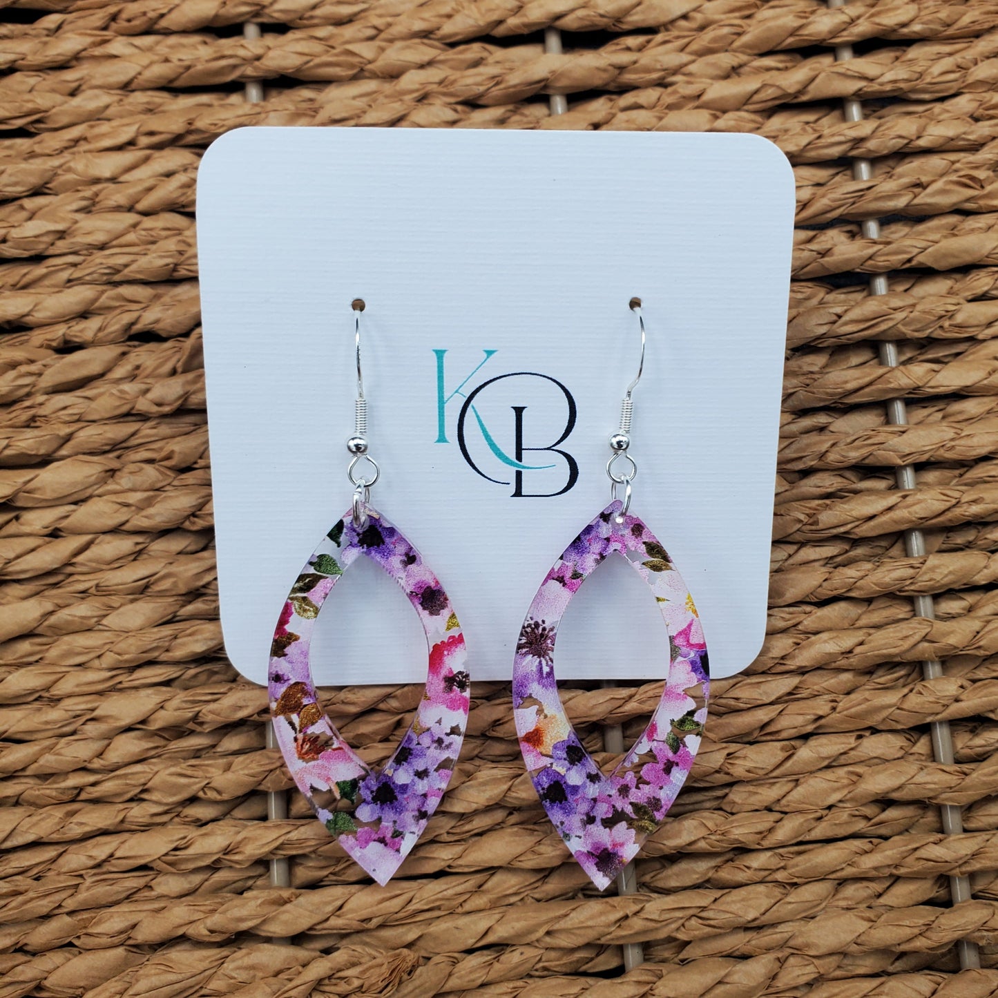 Pink and Purple Floral Marquis Earrings