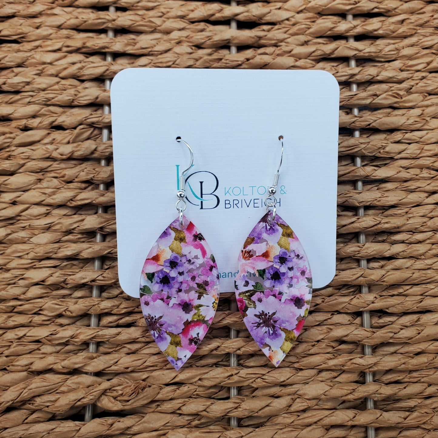 Pink and Purple Floral Marquis Earrings