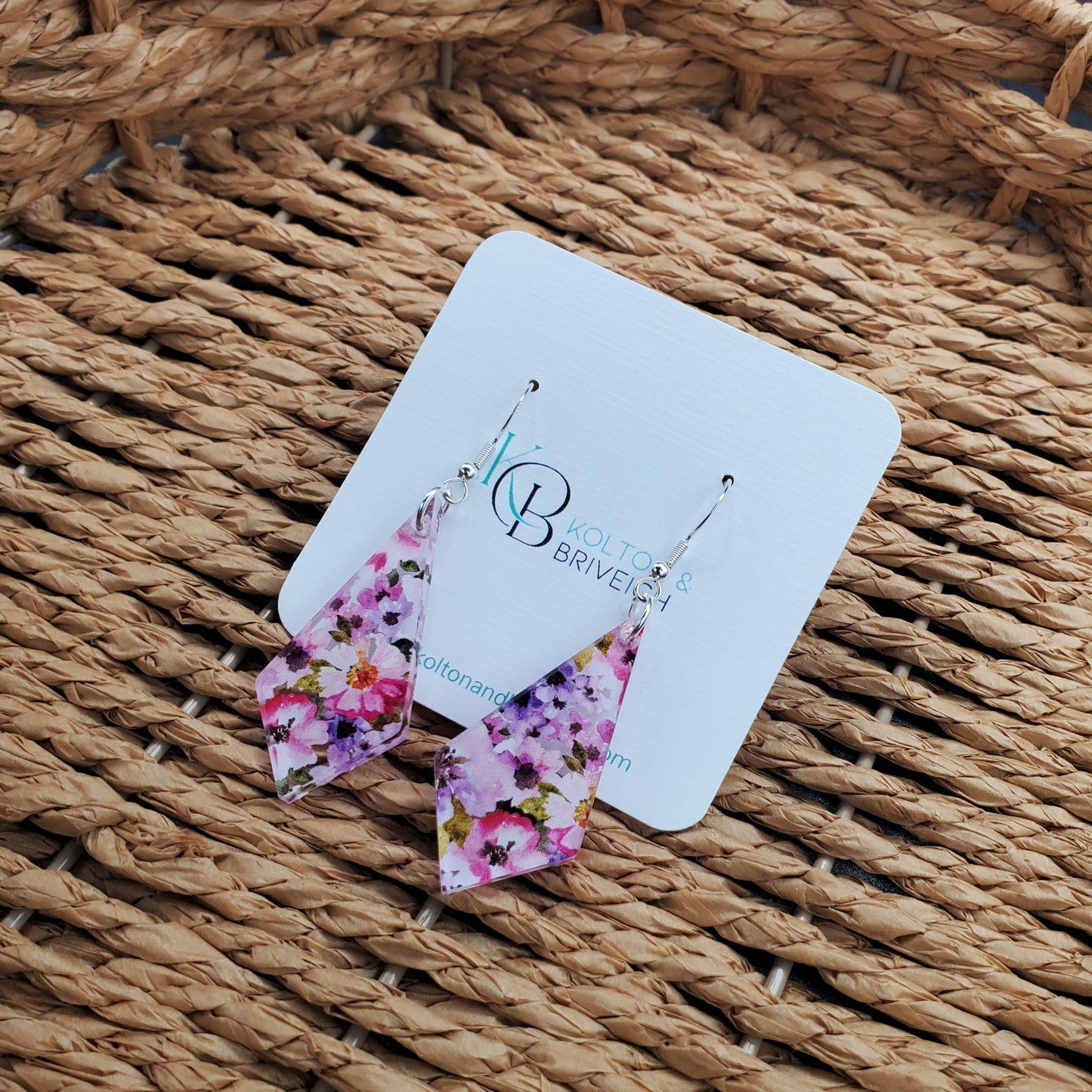 Pink and Purple Floral Kite Earrings