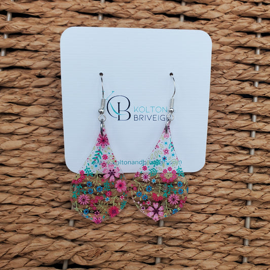 Petite Floral Pointed Pear Earrings