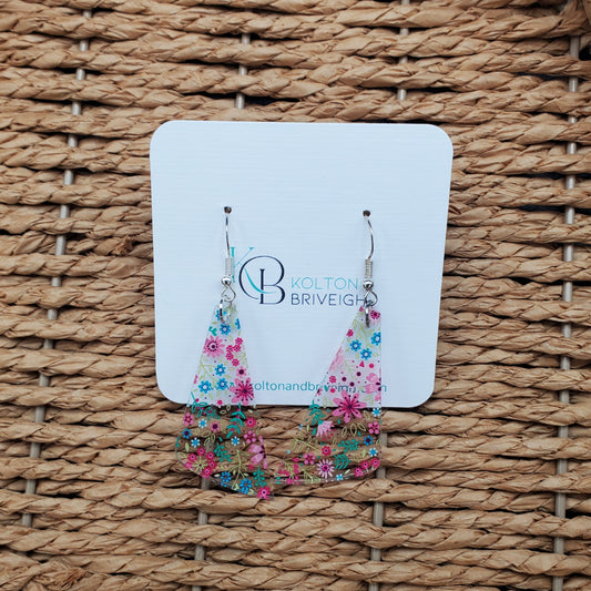 Petite Floral Elongated Triangle Earrings