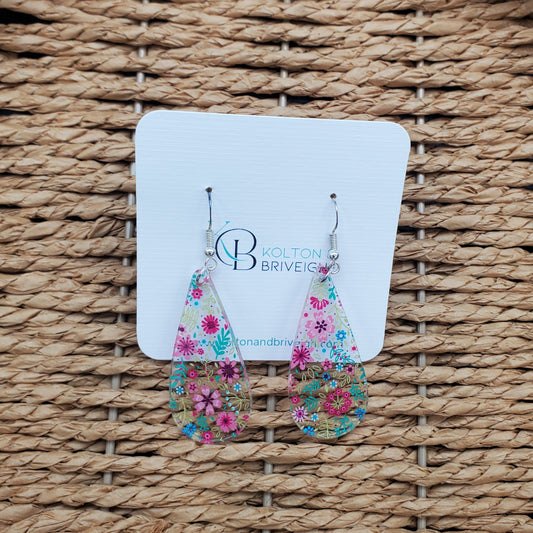 Petite Floral Long Teardrop Earrings