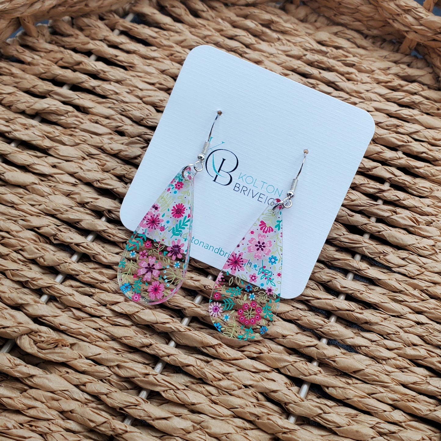 Petite Floral Long Teardrop Earrings